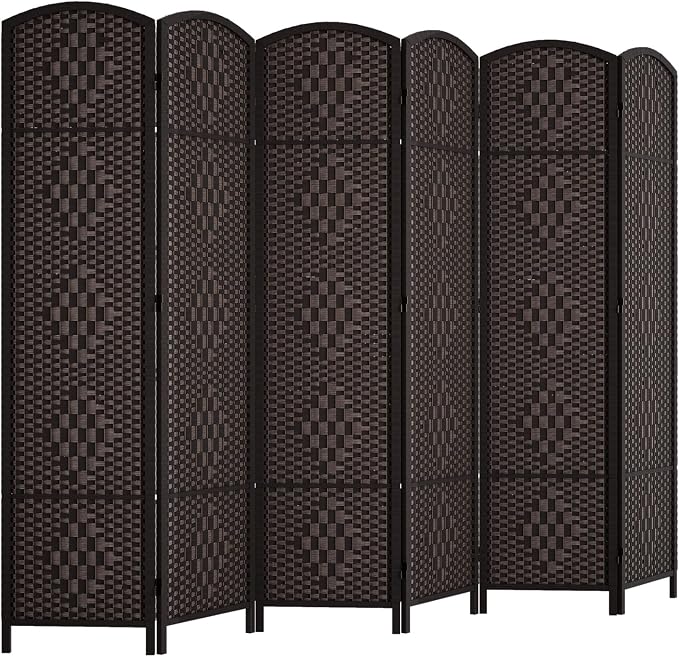 RHF Room Divider Panel, 6 Panel Partition Room Dividers Screen, Dark Mocha | by RoseHomeFashion