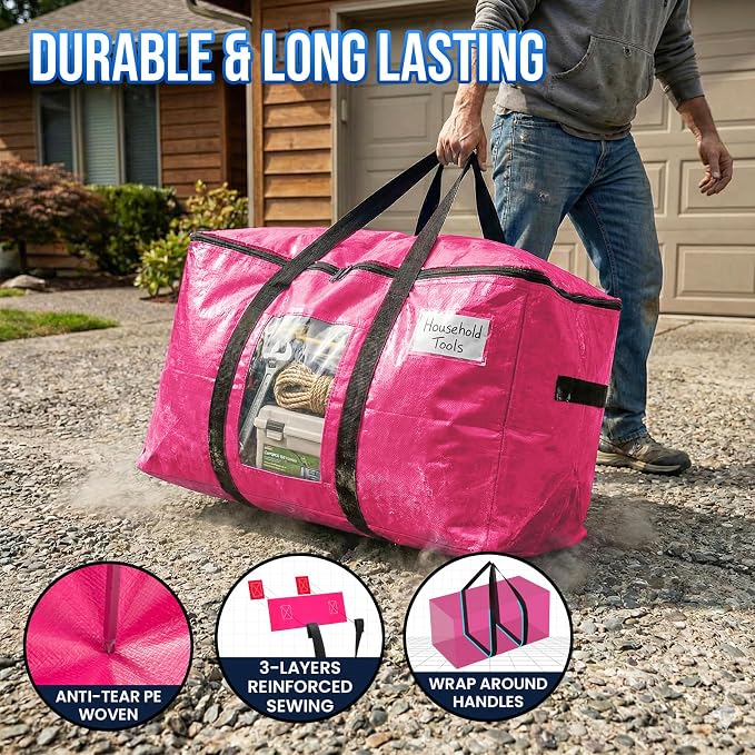 TAILI 8 Pack Pink Extra Large Moving Bags, Storage Bags - Image 3