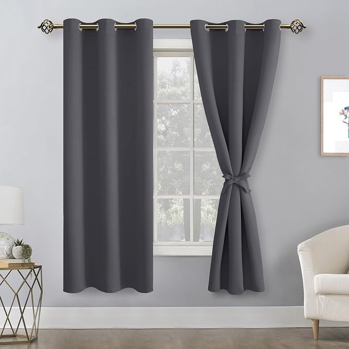 Blackout Curtains for Bedroom, Dark Grey, 42 x 72 Inch, 2 Panels | Thermal - Image 8