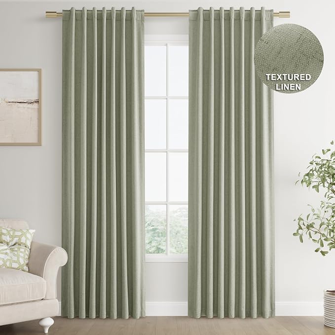 Joywell 100% Blackout Linen Curtains 90 Inches Long - Image 8