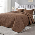 Kingnex Oversized King Bedspreads 128x120 Coffee | Lightweight, Extra Wide Quilt by Kingnex