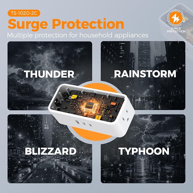 TESSAN Extension Cord 5 FT, Power Strip - Image 4