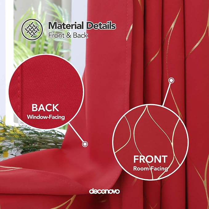 Deconovo Curtains for Living Room, Pattern Blackout Curtains 45 Inches Long | - Image 5