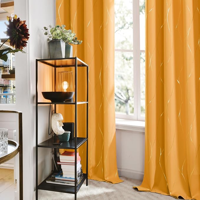 Deconovo Curtains for Living Room, Pattern Blackout Curtains 45 Inches Long | - Image 3