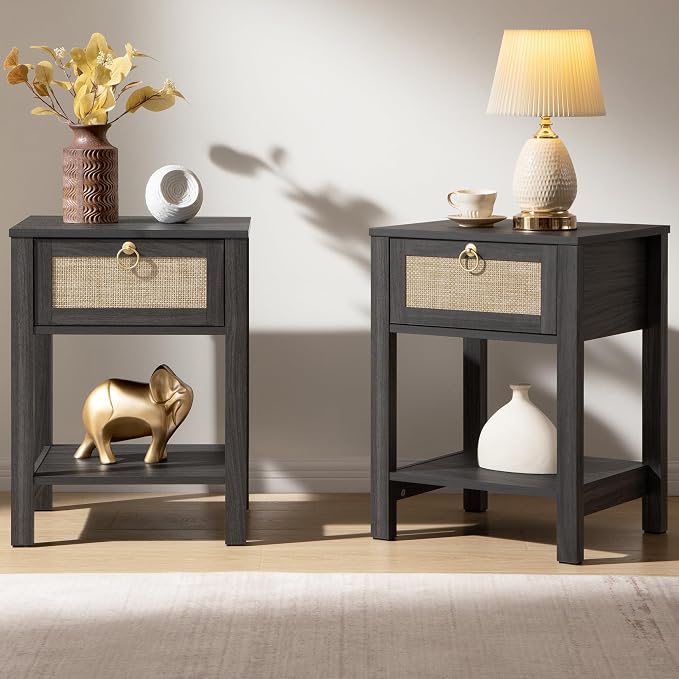 SICOTAS Rattan Nightstand Set of 2 by SICOTAS