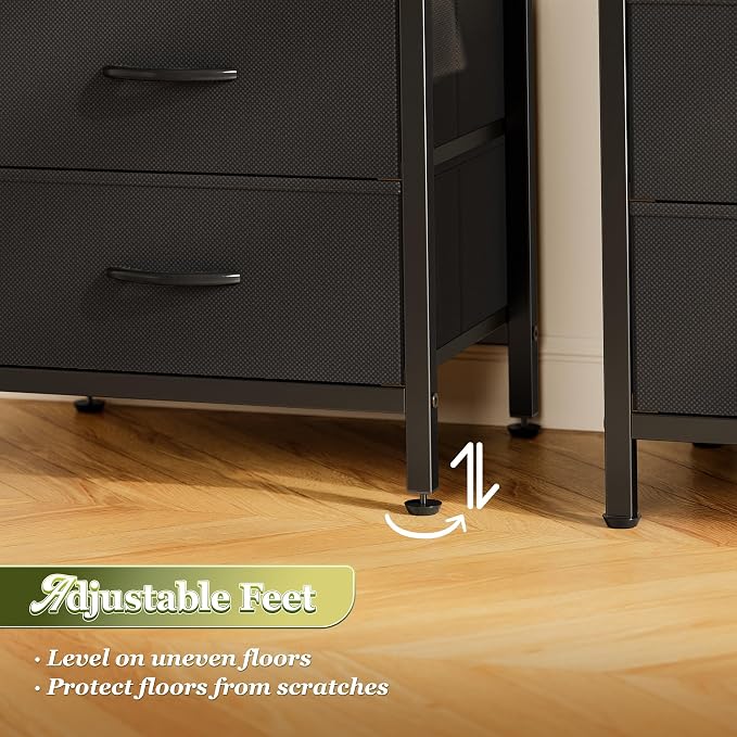Huuger Night Stand with 2 Drawers, Bedside Table with Open Shelf | Wooden Top - Image 9