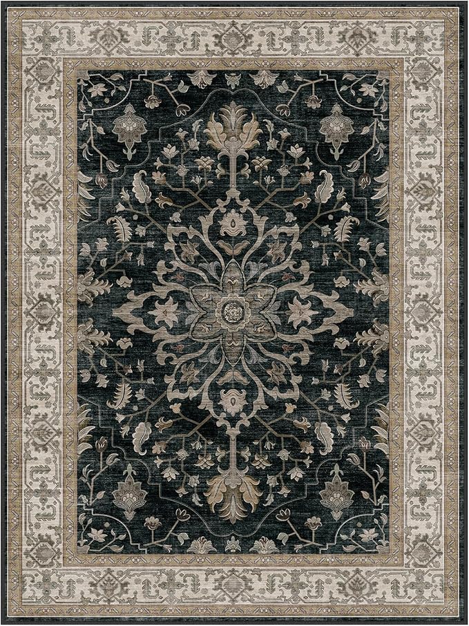 RELEANY Washable Area Rug, Water Repellent, Pet Friendly, Vintage Floral Boho - Image 9