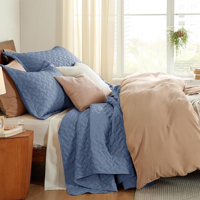 Bedsure King Size Quilt, Lightweight Comforter Set, Mineral Blue Bedspread | - Image 4