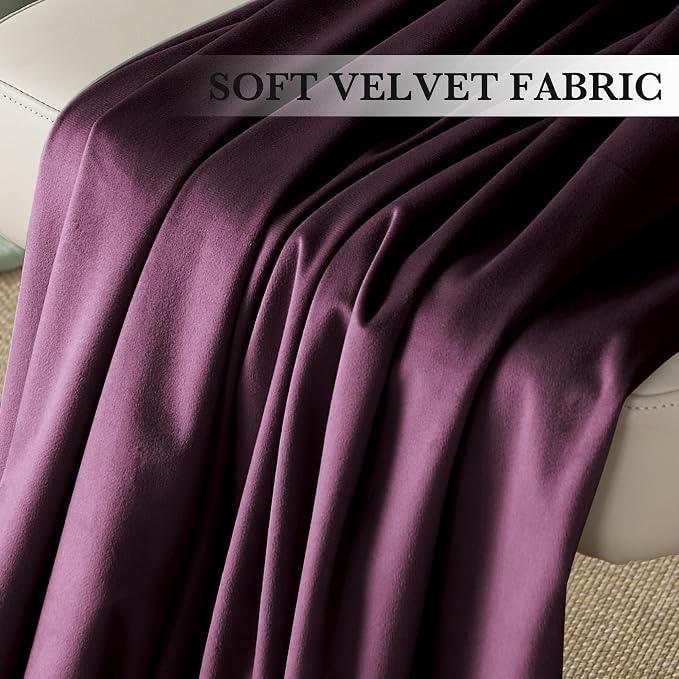 RYB HOME Eggplant Purple Velvet Curtains 96 inches - Image 6