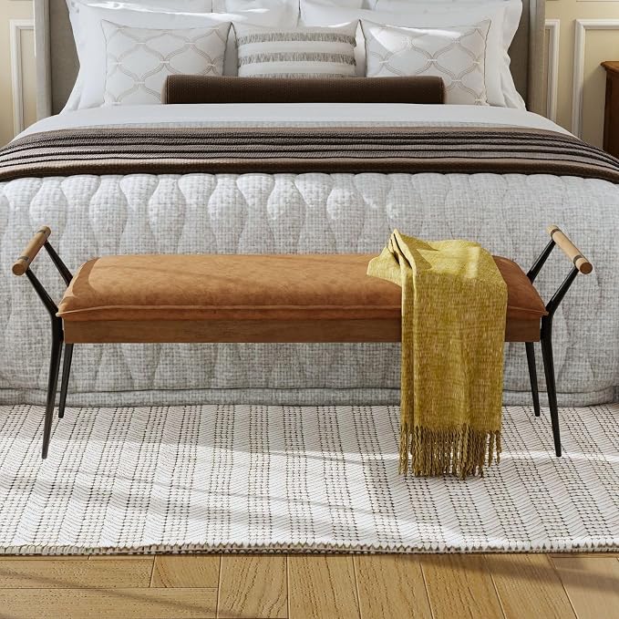 LukeAlon Modern PU Ottoman Bench - Image 4