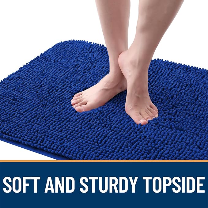 OLANLY Dog Door Mat for Muddy Paws 40x24, Absorbs Moisture and Dirt, Absorbent Non-Slip Washable Doormat, Quick Dry Chenille Mud Mat for Dogs, Entry Indoor Entryway Carpet for Inside Floor, Royal Blue