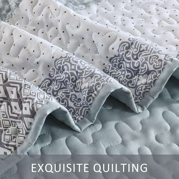 WONGS BEDDING Quilt Set Queen, Patchwork Quilt Bedding Sets - Image 7