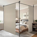 AJAZZ Room Divider Curtain+ Curtain Rods No Drilling Adjustable Tension 43-120× by AJAZZ
