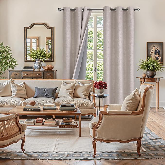 YoungsTex Linen Textured 100% Blackout Curtains - Image 3