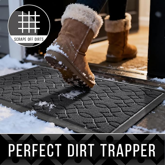 Yimobra Outdoor Runner Rug 72x24, All-Season Waterproof Doormat Outdoor Entrance, Heavy Duty Non-Slip Outside Commercial Grade Door Mat, Easy Clean, Black Gray