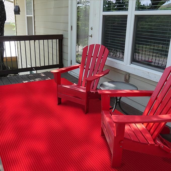 Ottomanson 3'11" x 39' Hallway Runner with Scraper Pile - Extra Durable Non-Slip Rug Mat for Indoor & Outdoor Use - Ideal for Kitchen, Entryway & Garage - High-Traffic Carpet, Red