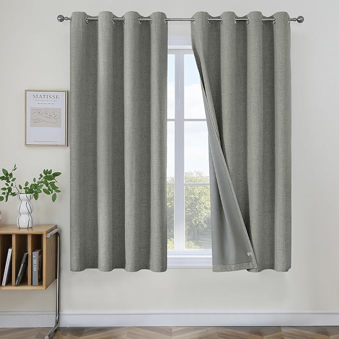 Joydeco Blackout Curtains 63 Inches Long 2 Panels Burg, Room Darkening Curtains by JOYDECO