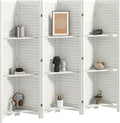 HOMCOM Room Divider with Shelves 6 Panel 67" Wood Screen White | Wood Privacy by HOMCOM