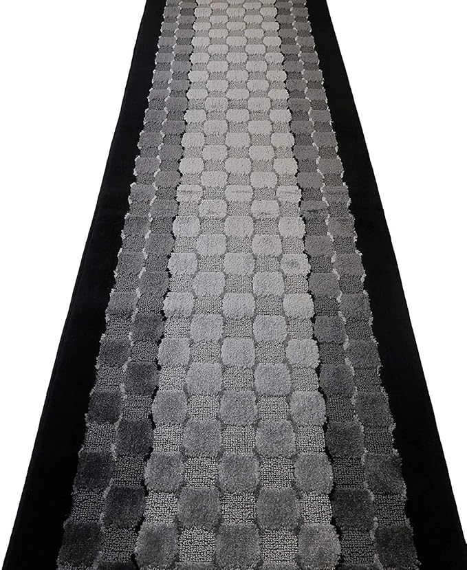 Custom Length Hallway Runner Rug,Slip Resistant,Checkered Black, 26 Inch X 3 feet, Doormat, Sold and Priced Per Foot