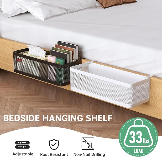 Bedside Caddy Shelf for Bunk Bed, L13.78in*W5.12in*H3.94in | For Bunk Bed - Image 3