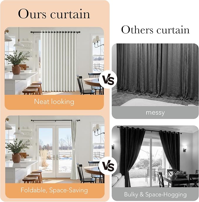 RYB HOME Accordion Style Room Divider Curtains 100% Blackout | Curtain - Image 6