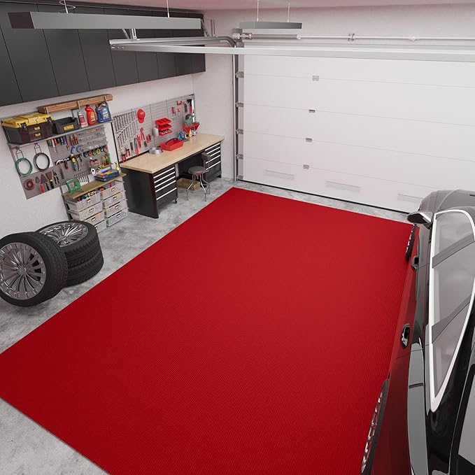 Ottomanson 6'6" x 47' Hallway Runner with Scraper Pile Extra Durable Non-Slip Rug Mat for Indoor & Outdoor Use - Ideal for Kitchen, Entryway, Patio & Garage - High-Traffic Carpet, Red