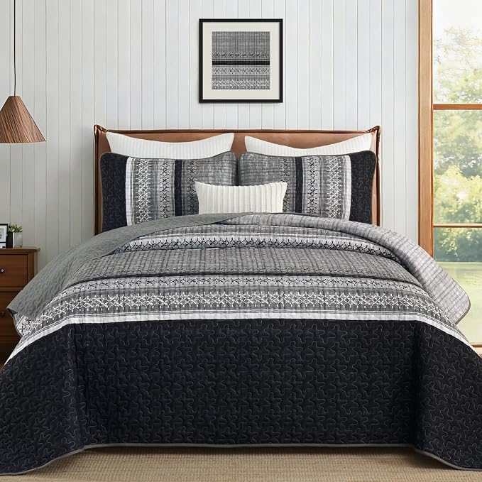 Cottolester Queen Quilt Bedding Set, All Seasons Microfiber Boho Quilt Set by Cottolester