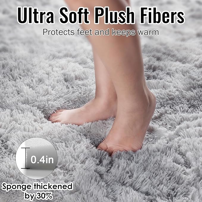 Abstract Shaggy Washable Area Rug 4' x 6' Plush Soft Fluffy Fuzzy Furry Carpet - Image 5