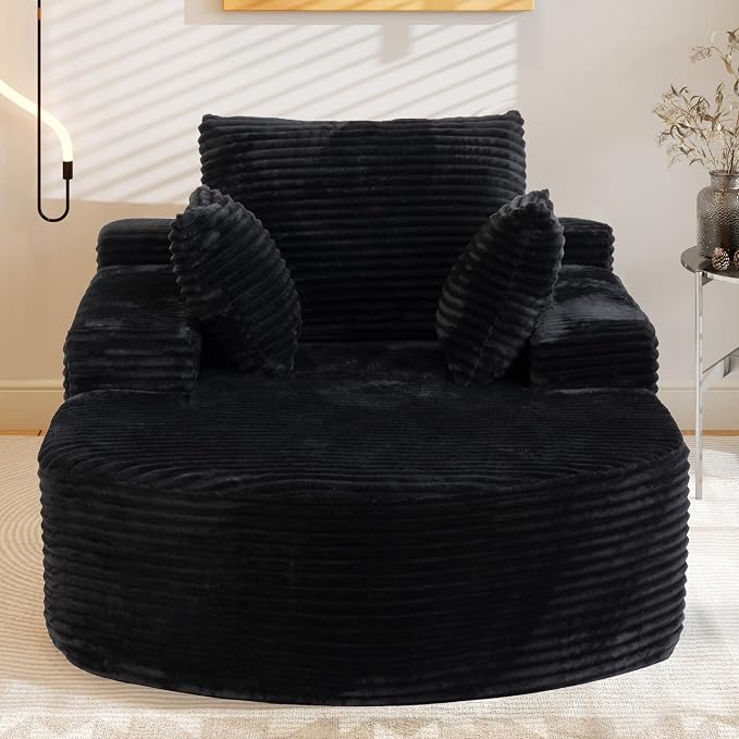 Sleeper Chair Lounge Chair Indoor, Oversized Corduroy Upholstered Boneless - Image 9