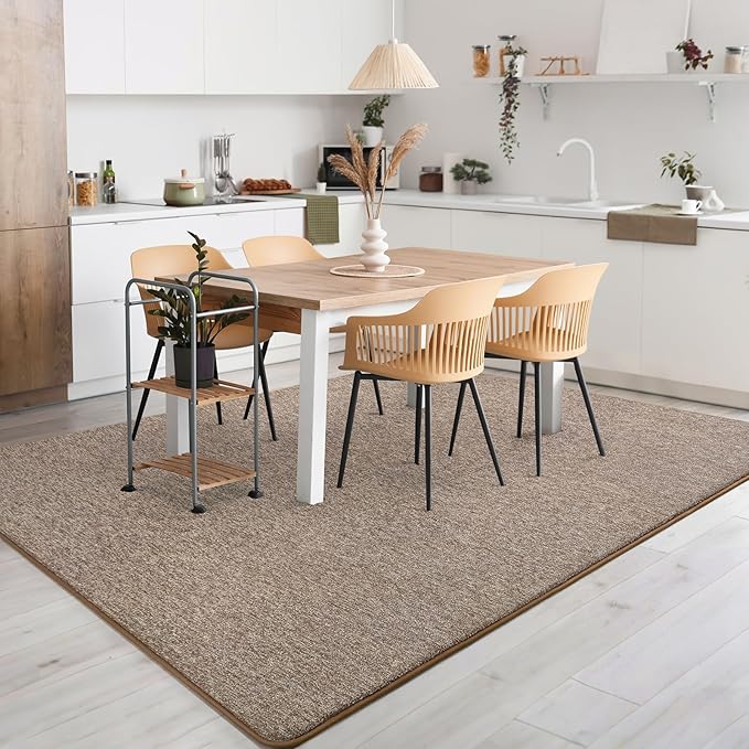 5x7 Area Rugs for Living Room Non Slip Dorm Bedroom Rug, Matte Brown | Modern - Image 5