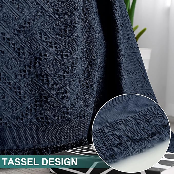 MYSKY HOME Navy Blue Couch Cover Sofa Covers Small Chair Cover Washable Sofa Throws Single Sofa Slipcovers Geometrical Couch Recliner Cover for 1 Cushion Couch (Medium, 71" x 91", Navy Blue)