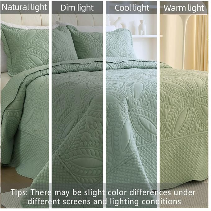 Cmfshape Oversize King Bedspread 120"x120", 3 Piece California King Quilt - Image 3