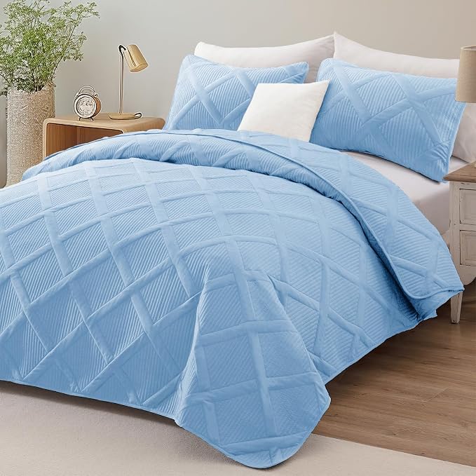 Exclusivo Mezcla Quilts Queen Size, Sky Blue | Soft Bedspreads - Image 2