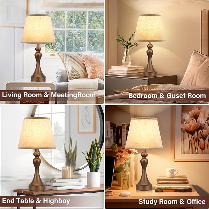 Touch Lamps for Nightstand, 3 Way Dimmable Bedside Lamps - Image 6