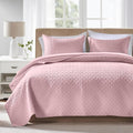 FLYMME Oversized King/California King Quilt Set 118"x106", Pure Pink 3-Piece by FLYMME