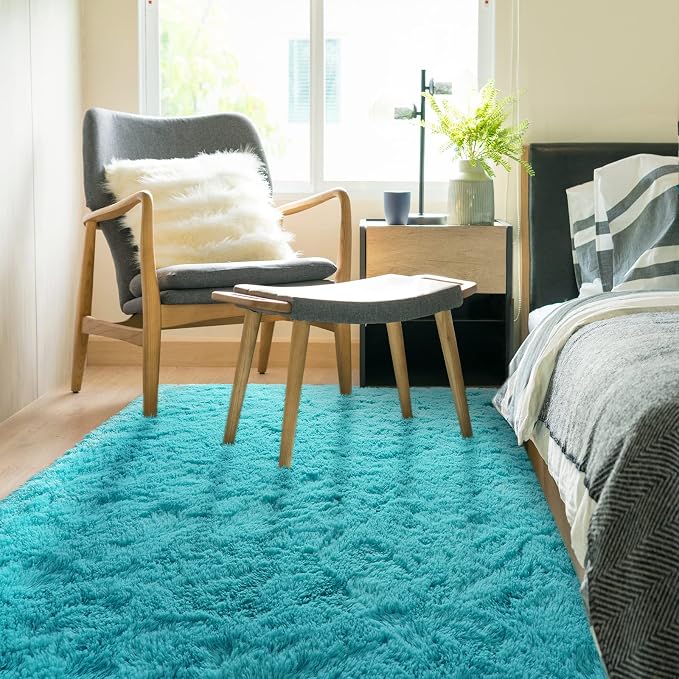 HOMORE 5x8 Area Rug for Living Room, Turquoise Blue Rug for Bedroom | Modern - Image 3
