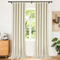 Etherealveil Beige Pinch Pleated Blackout Curtains 2 Panels 40"x112" | Back Tabs by Etherealveil