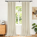 Etherealveil Beige Pinch Pleated Blackout Curtains 2 Panels 40"x120" | Back Tabs by Etherealveil