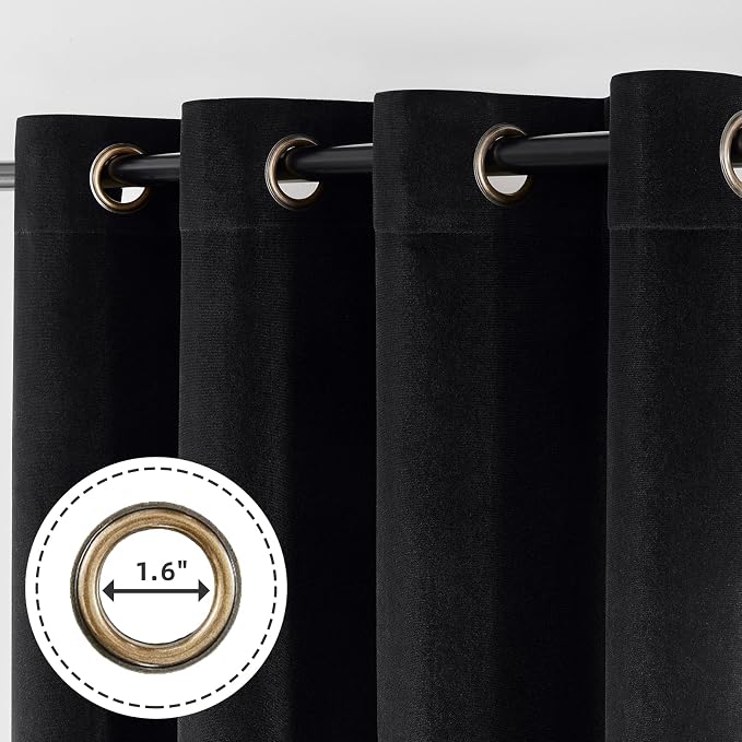Joydeco 100% Blackout Curtains Velvet Black Out Curtain 72 Inch Drapes | - Image 6