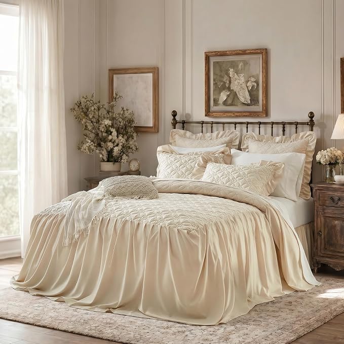 Ruffle Skirt Bedspread Set Flower Style by Uozzi+Bedding