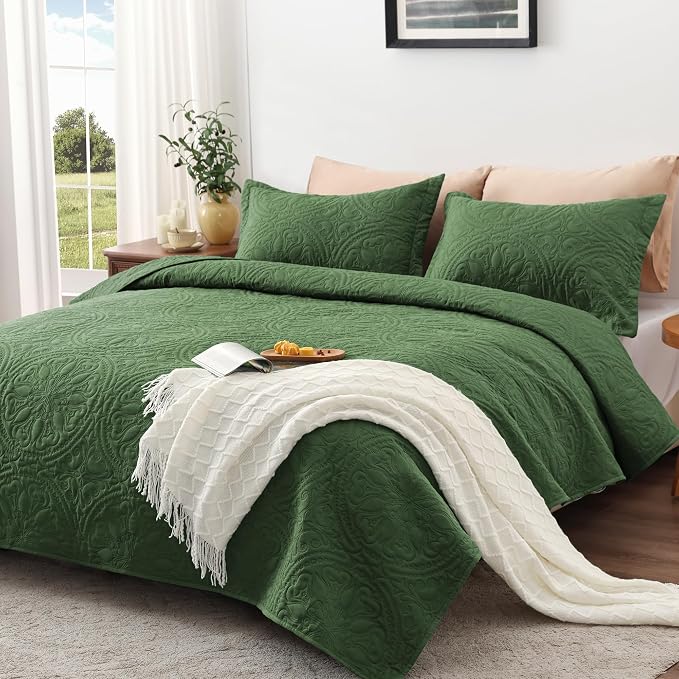 EXQ Home Quilt Set Full Queen Size Mandala Olive Green Bedspread | Bedding Set - Image 3