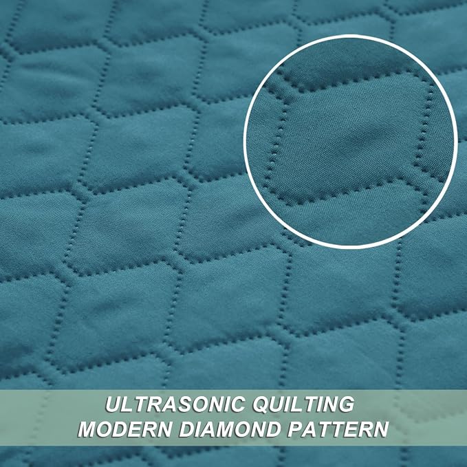 Exclusivo Mezcla Reversible Twin Quilt Bedding Set, Dusty Teal | Lightweight - Image 4