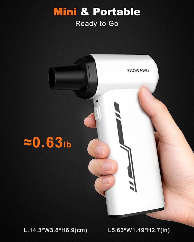 ZAOWAWU Electric Air Duster - 150000RPM Keyboard Duster for PC Cleaning, Cordless Compressed Air Duster Replaces Canned Air, 3-Gear Rechargeable Electronics Cleaner for Laptop, Car, Home & Office