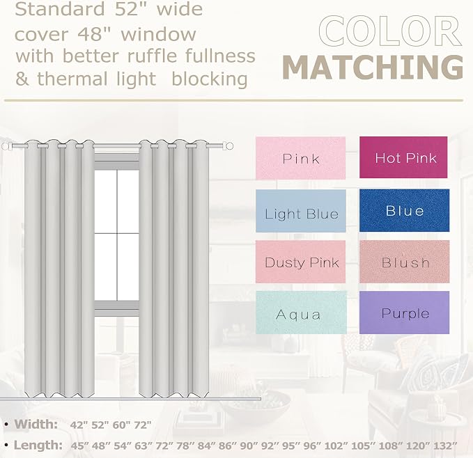 KOUFALL Light Blue Curtains 96 Inches Long - Image 5