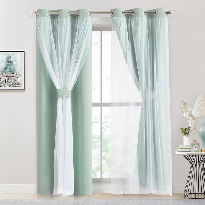 Bujasso Aqua 80% Blackout Curtains - Image 2