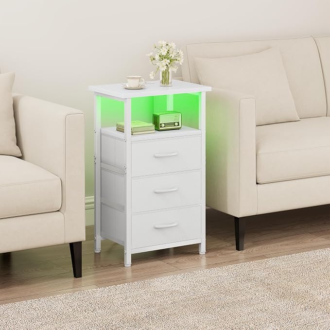 Night stand Set 2 with Charging Station, LED Nightstand - Image 6