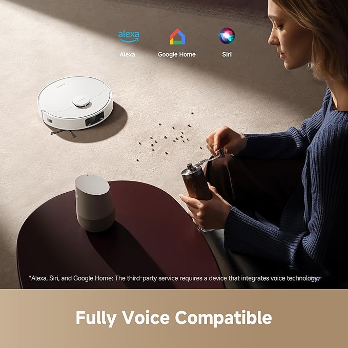 DREAME D20 Plus Robot Vacuum and Mop, 13,000Pa Suction, Self-Emptying with 5L Dust Bag, DuoBrush for Pet Hair, LDS Mapping, App & Voice Control, 5200mAh Battery, Ideal for Hard Floors & Carpets