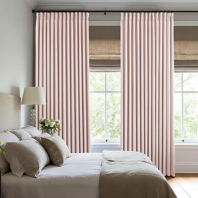 AUSSPVOCT Pinch Pleated 90 Inch Linen Curtains 100% Blackout - Image 4
