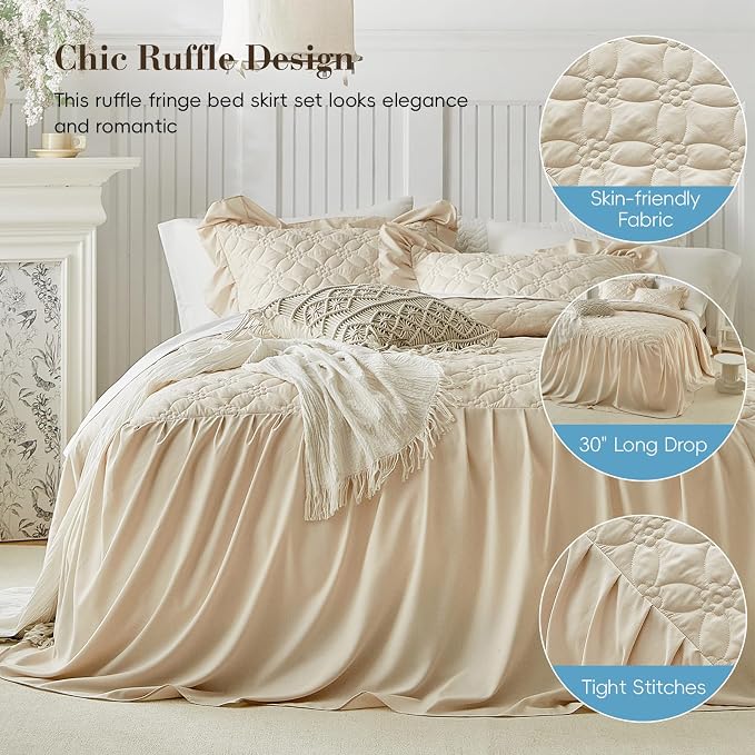 Ruffle Skirt Bedspread Set Flower Style - Image 7
