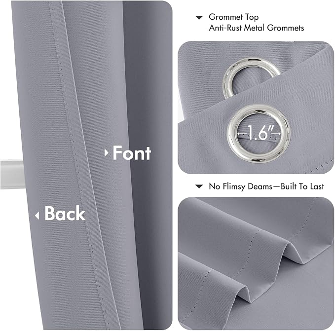MIULEE Blackout Curtains for Bedroom 2 Panels 40 x 63 Inch Long Silver Grey | - Image 4